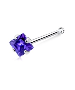 Diamond Prong Set Silver Bone Nose Stud NSKD-651